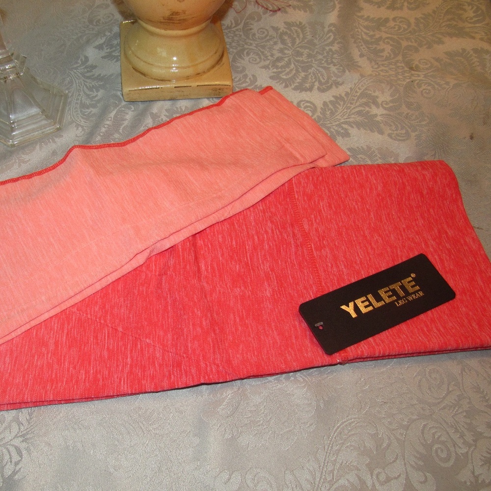 Coral Dip Dye Leggings Athletic Leisure Pants - Picture 6 of 7